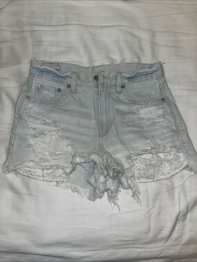 American Eagle Light Wash Distressed Denim Shorts